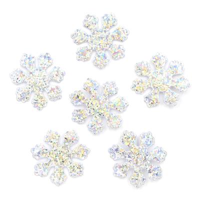 120Pcs 25mm Glitter Silver Snowflake Cloth Appliques Sewing