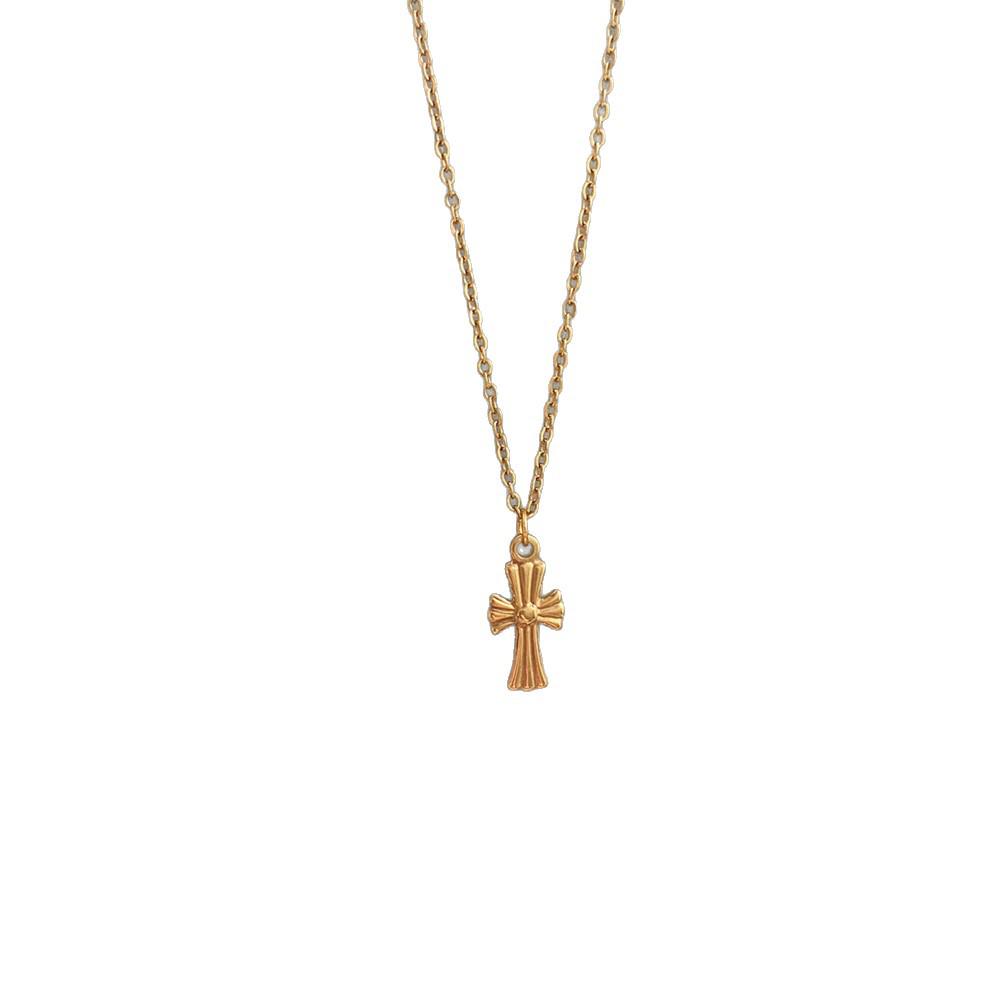 Mini-Kreuz-Halskette aus Titanstahl - Schlüsselbein-Ketten-Design