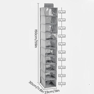 10 Layer Hanging Storage Bag Foldable Hat Rack Baseball Cap Display Rack Closet Cltothes Shoes Hanging Organizer with Dust Cover