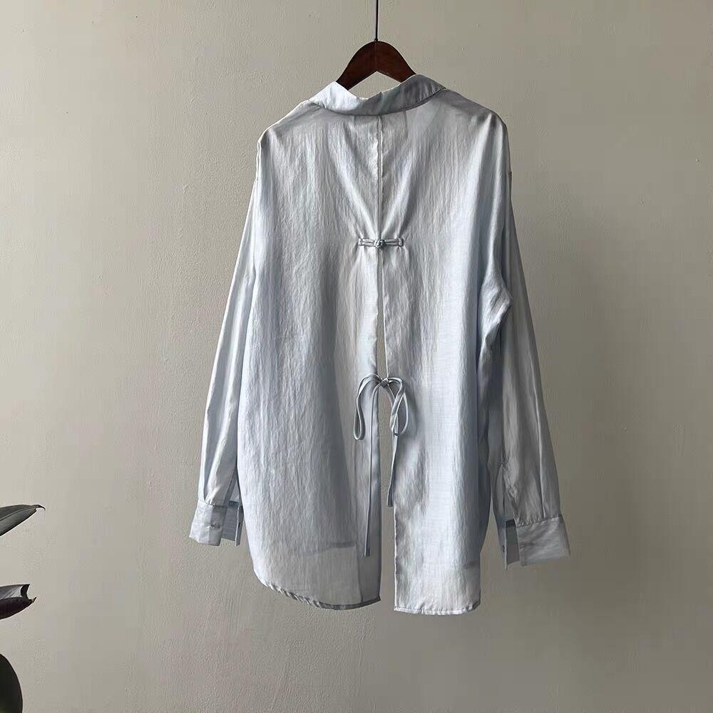 Women's Lightweight Tencel Sun Protection Jacket - 2025 Summer Frog Button Long Sleeve with Back Slit