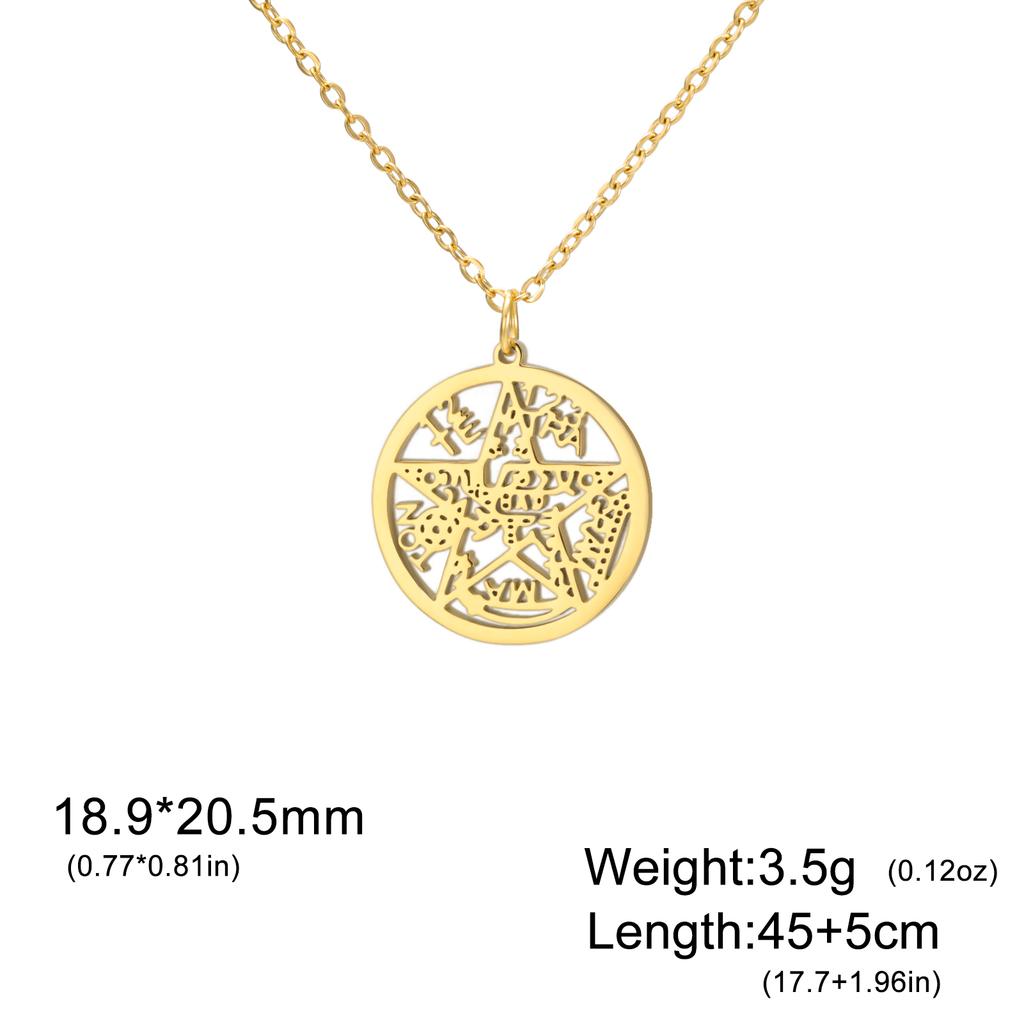 Wicca Witch Knot Necklace Stainless Steel Pentacle Tetragrammaton God Name Seal Pendant Chain Solomon Amulet Jewelry