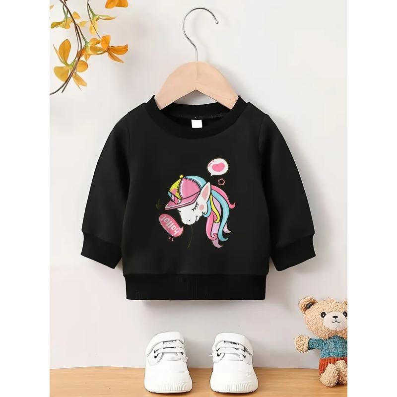 European sizes A Brightly Colored Print Pattern, a Comfortable And Skin-Friendly Round-Neck Sweatshirt for Kids, Perfect for Everyday Wear