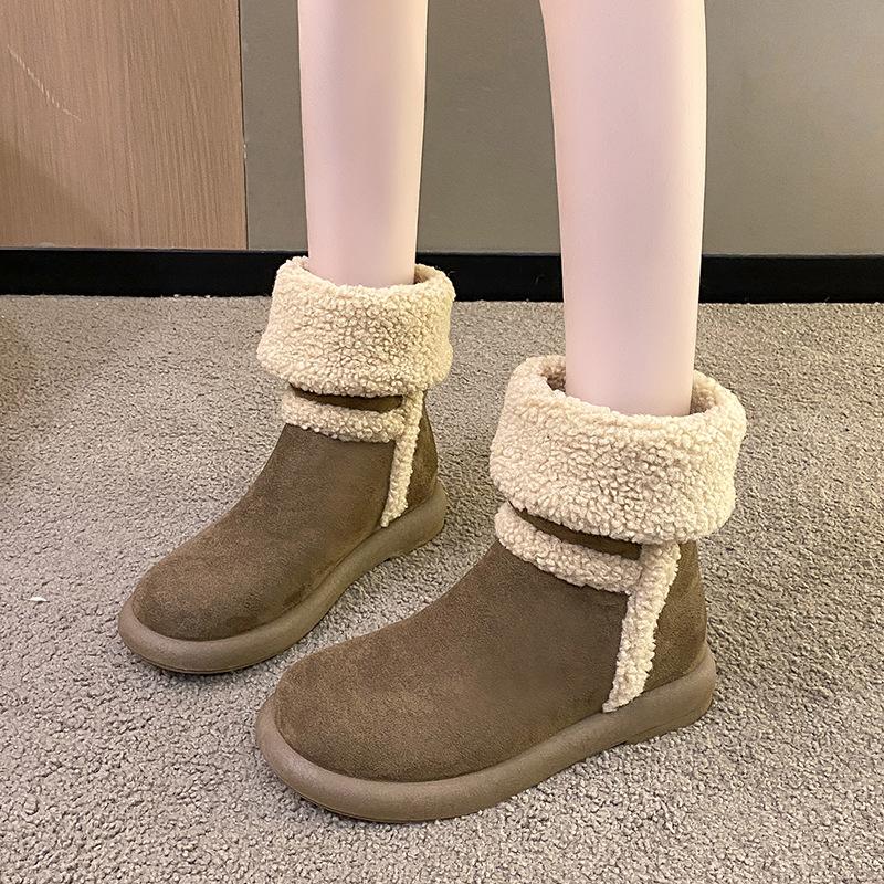 

Snow boots women wear cotton boots in winter, design sense warm, thick bottom fashionable versatile boots 35 чорний