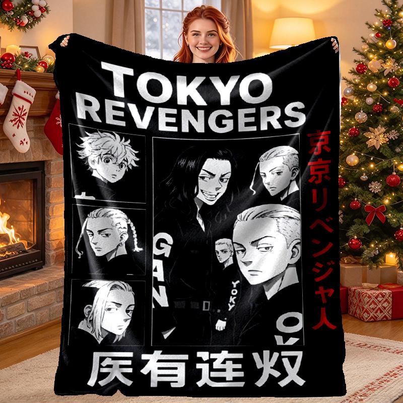 Tokyo Revengers Pattern Blanket for Home Decoration, Bed, Sofa, Car Travel, Camping, Suitable for All Seasons, Birthday Christmas Gift