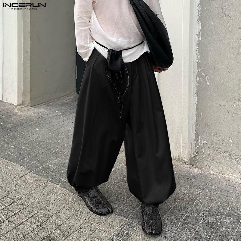 INCERUN Herren Unterteil Lässig mit Reißverschluss an der Taille Lange Baggy Haremshose