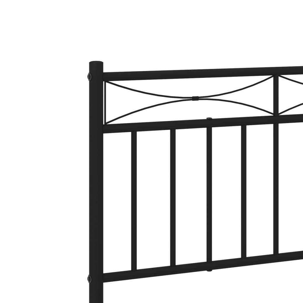 Metal Bed Frame with Headboard Black 180 X 200 Cm