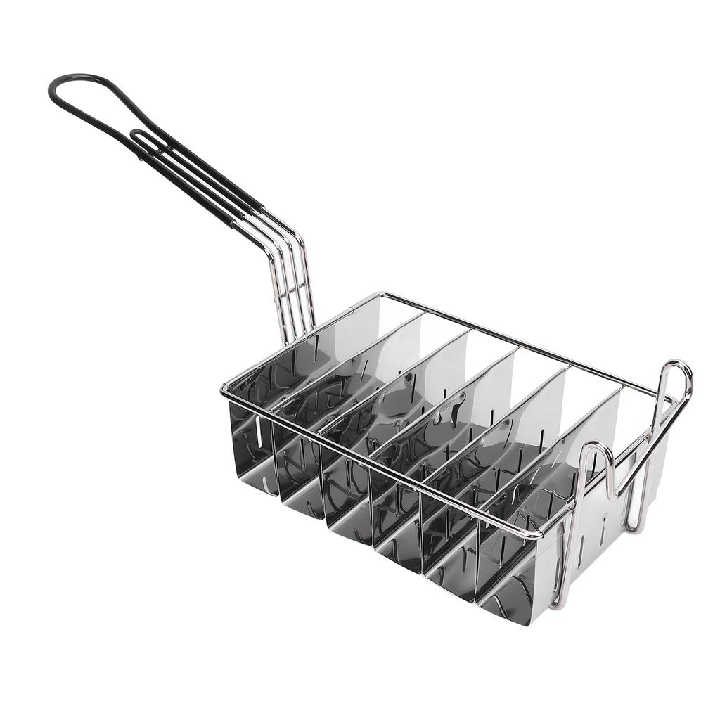 U Shape Taco Fryer Basket Stainless Steel Taco Holder Basket 6 Shells Deep Fryer with Long Handle for Kitchen