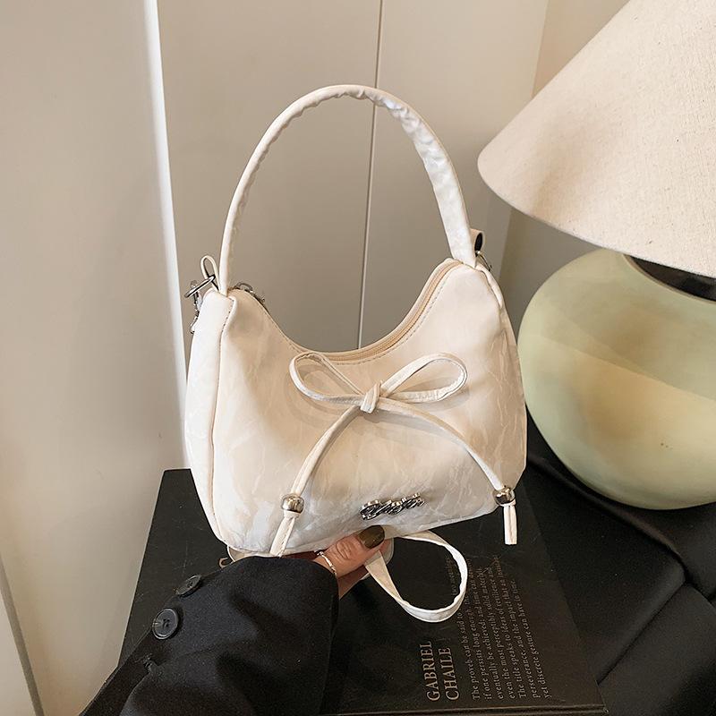 Solid Color 2025 Summer New Large-capacity Bow Dumpling Bag Fashionable Versatile Underarm Shoulder Bag Women's Handbag