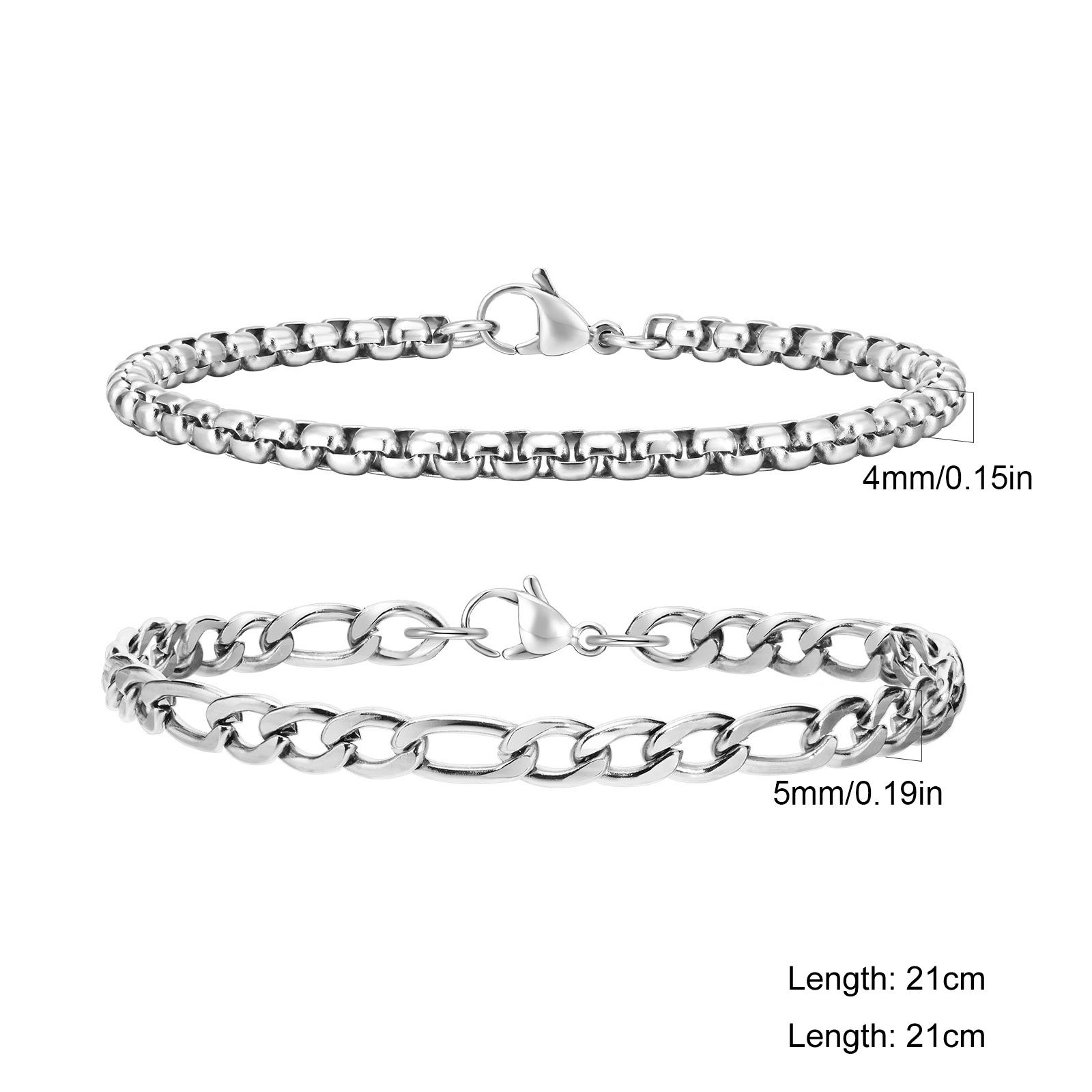 

Classic Punk 2pcs Set Stainless Steel Cuban Bracelets for Men Fashion Snake Twist Chain Wristband Hip Hop Stacked Jewelry Gifts