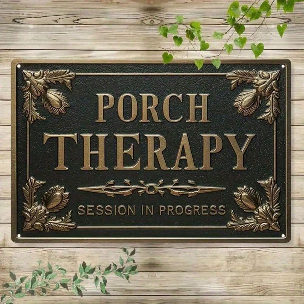 Vintage Metal Sign Therapy Session In Progress 8x12 Inch Wall Decor For Porch Home