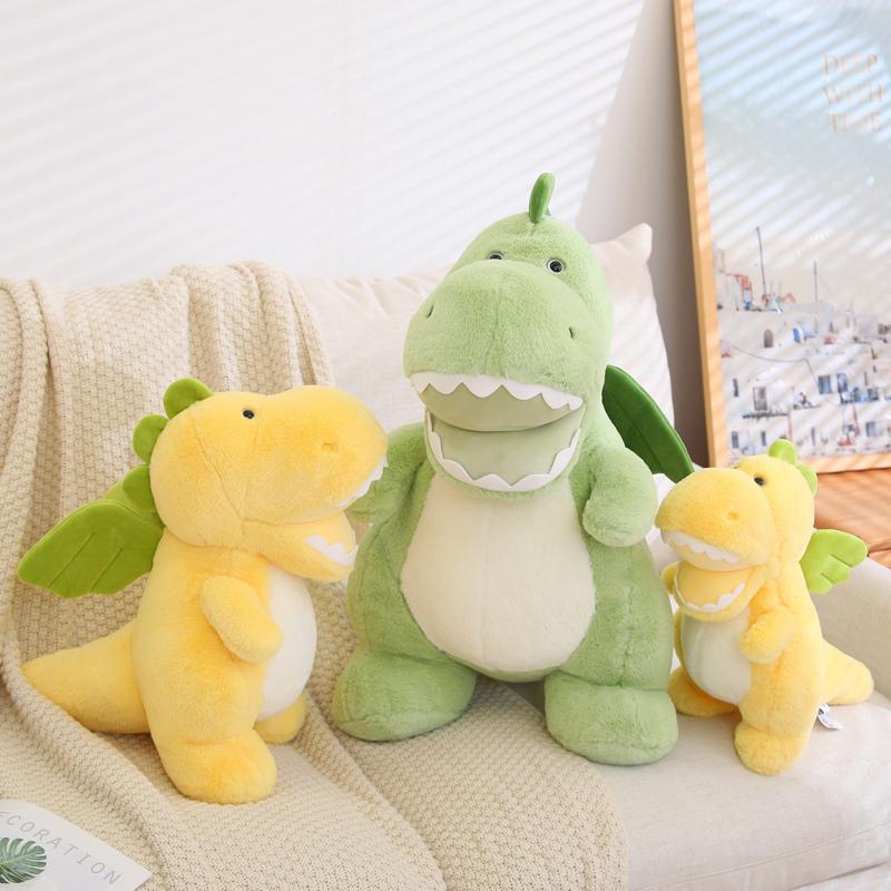Happy Sitting Dinosaur Plush Toy Green Yellow Plushies Doll Sofa Cushion Nap Pillow Soft Cute Soft Kids Toys Gifts Home Decor