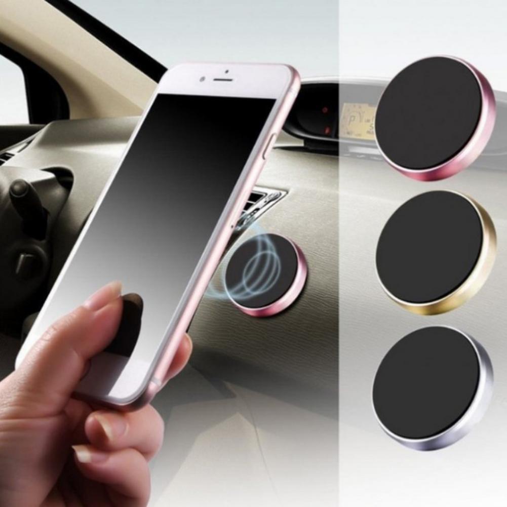 Support magnétique de téléphone de voiture, mini support rond pour tableau de bord, pour iPhone, Redmi, Xiaomi, support GPS magnétique en métal