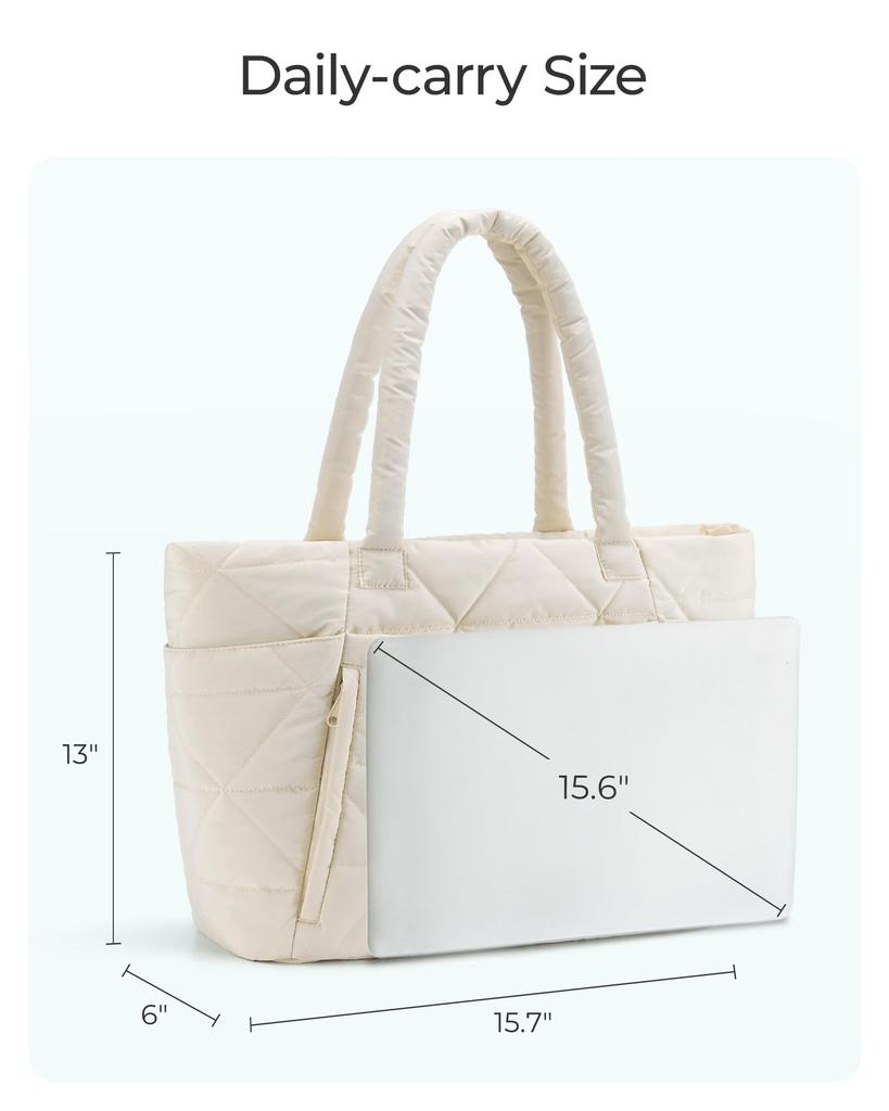 BAGSMART Large Quilted Tote Bag with Large Multiple Zippered and Durable Design for and the Gym Women's Capacity, Storage, Organizer, Dividers,