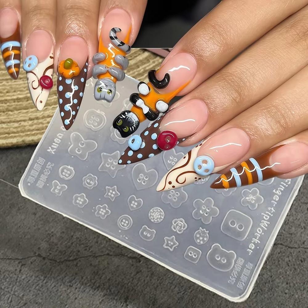 Translucent Clear Nail Charm Mold Silicone Nail Art Template Cute Manicure Mold Home Manicure