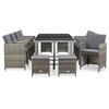 Mobilier de jardin - VIDAXL - Ensemble 13pcs - Résine tressée grise - 8 chaises - 20 coussins