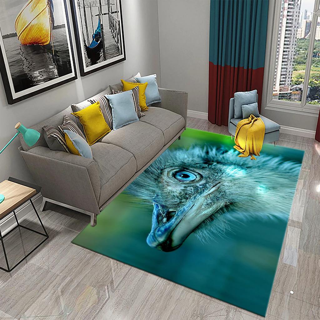 Cute Ostrich Carpet Funny Animal Rugs for Living Room Kids Bedroom Room Decor Floor Rugs Bathroom Entrance Non-Slip Area Rugs