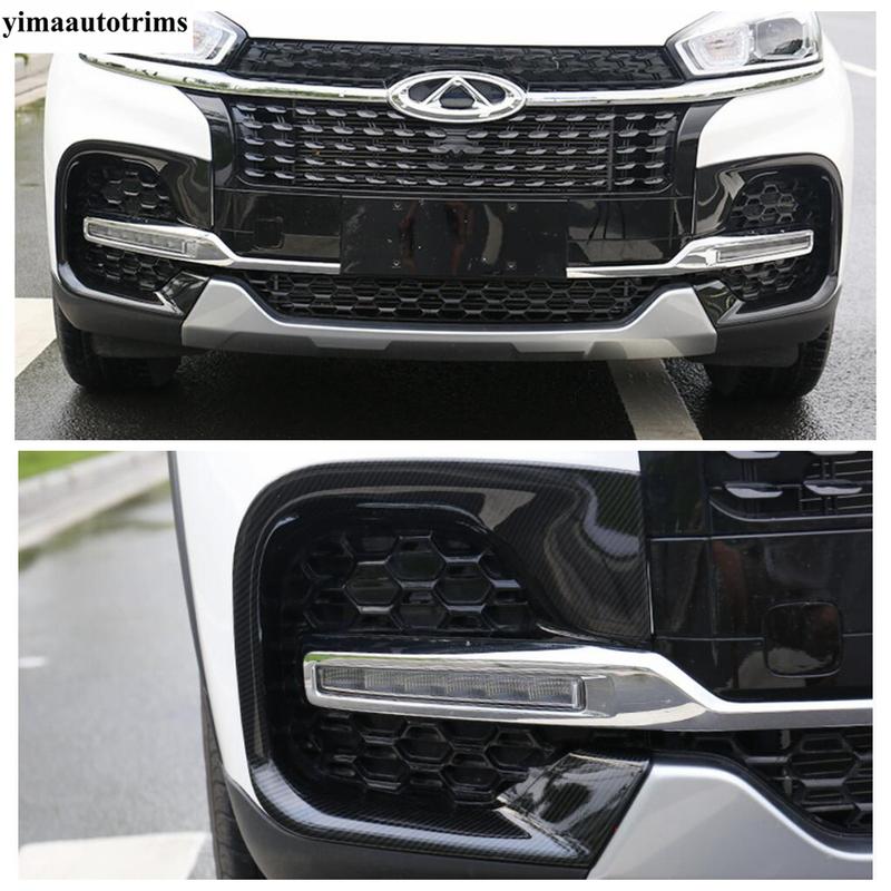 Car Front Fog Light Lamp Frame Decoration Cover Kit Trim ABS Chrome Accessories Exterior Fit For Chery Tiggo 8 2018