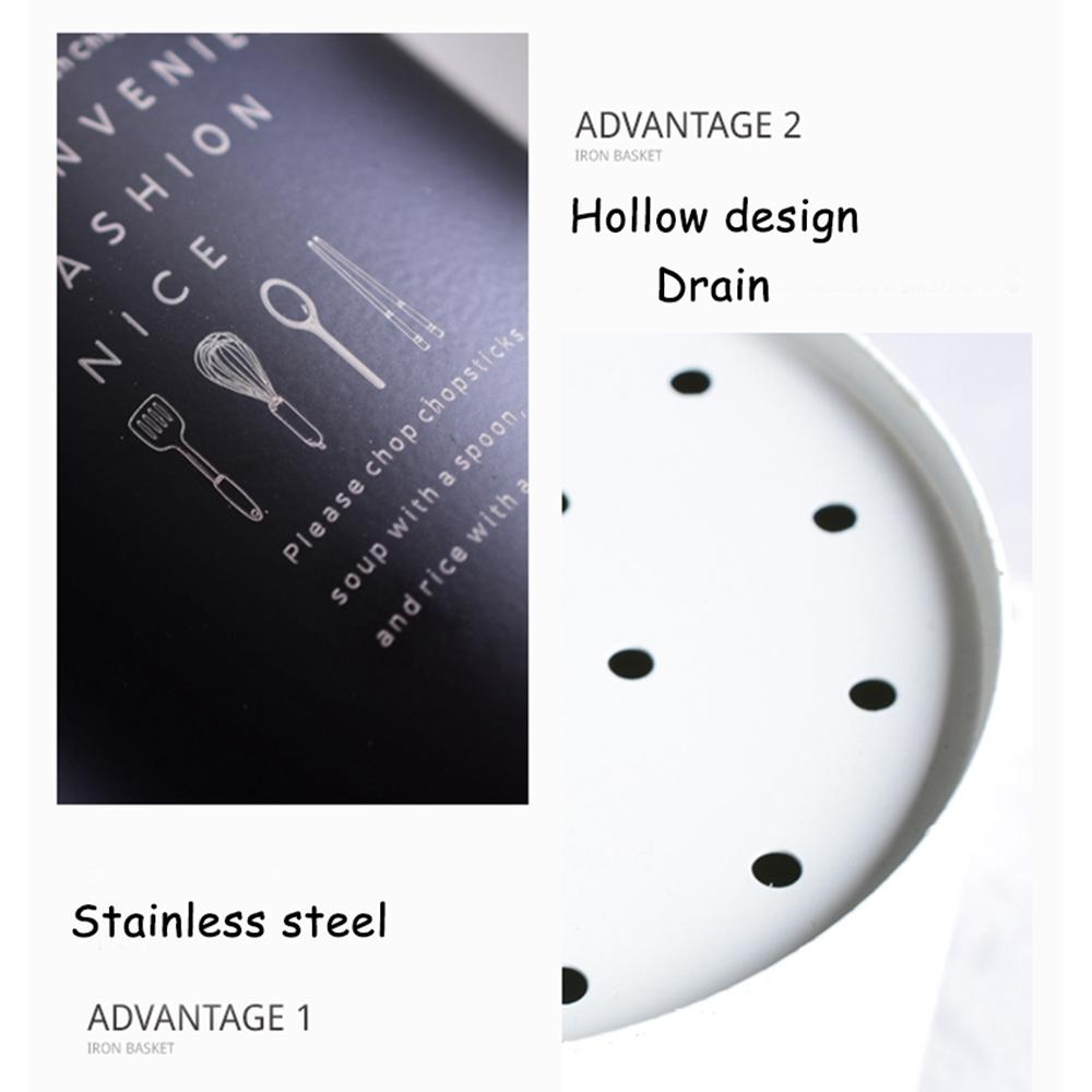 Ocelový držák na sušení nádobí, Kbelík na nádobí, Odkapávač na příbory, Úložný prostor na vidličky, Tubus na hůlky