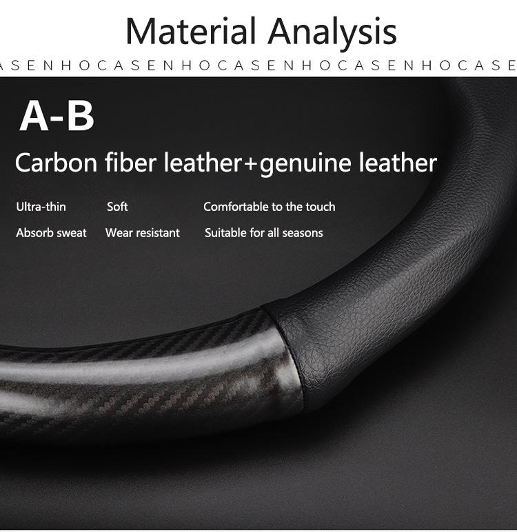 T26Carbon Fiber Leather Car Interior Steering Wheel Non-Slip Cover For Volkswagen VW GTI Polo Passat Golf Tiguan Jetta T-ROC Beetle