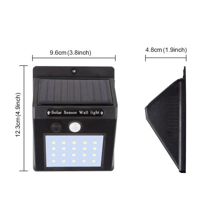 Lampe solaire exterieur - MITYN - 48led motion 2pcs - Capteur de mouvement PIR - Étanche