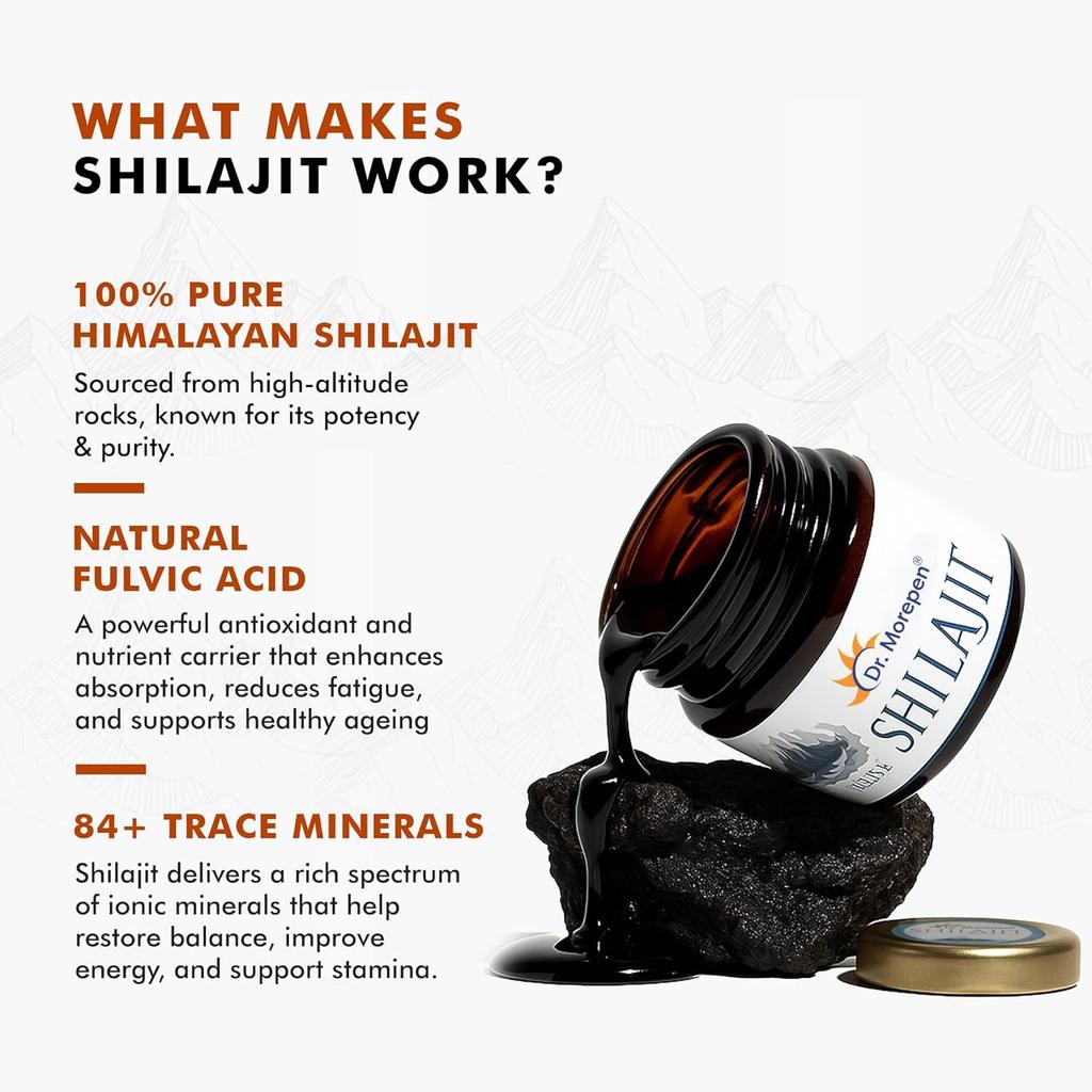 DR. Morepen Shilajit Harz Reiner Himalaya-Extrakt Für Tägliche Wellness-Unterstützung Natürliche Saubere Formel Packung mit 1 15 g
