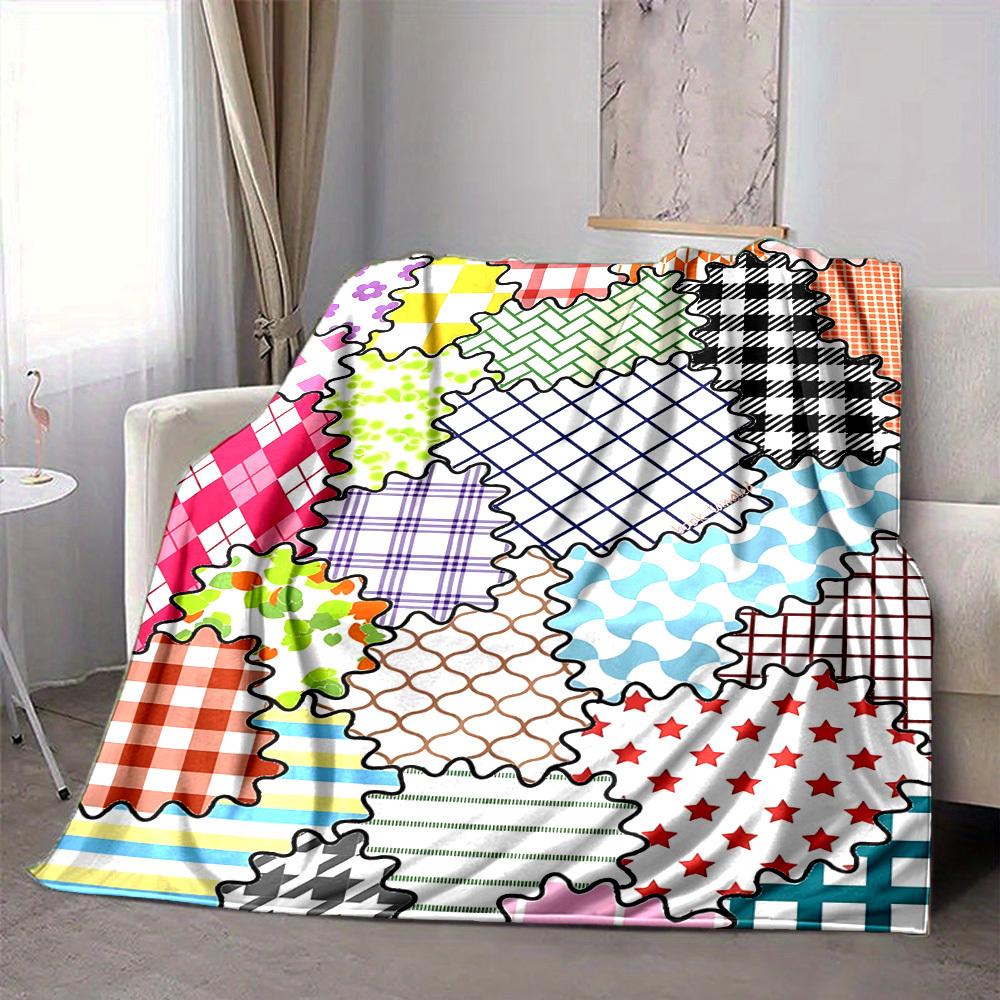 1 szt. Koc z wzorami tekstylnymi Ciepły, Przytulny i Miękki, Nadaje się do Sof, Łóżek, Samochodów i Biura. Idealny na Kemping i Podróże, Co Czyni go Świetnym Gi