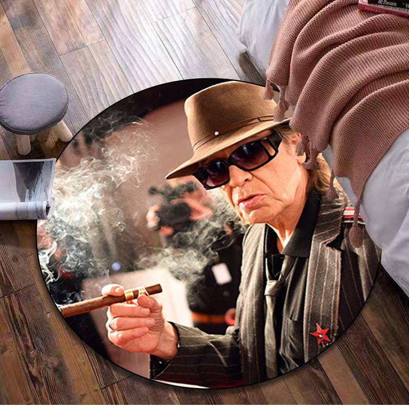 1 vnt. Udo Lindenberg apvalus spausdintas kilimas - namų dekoracija Kilimas svetainei, miegamajam, grindims, kompiuterio kėdės plotui