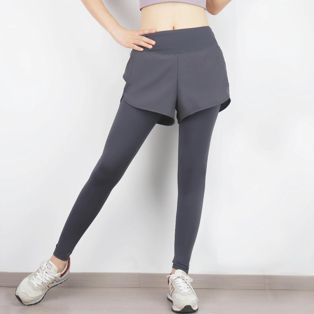 Women's High-Waist Yoga Pants - Autumn/Winter Quick-Dry 2-in-1 Design for Fitness and Morning Run