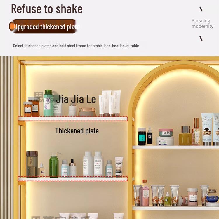Illuminated Multi-Layer Cosmetic Display Shelf for Salons and Barbershops