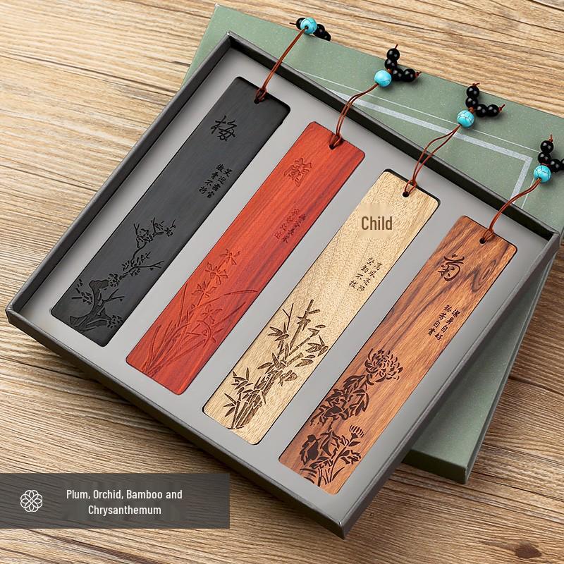 Exquisite Classical Chinese Wooden Bookmark: Ancient Style Element Inspired by Palace Museum Relics