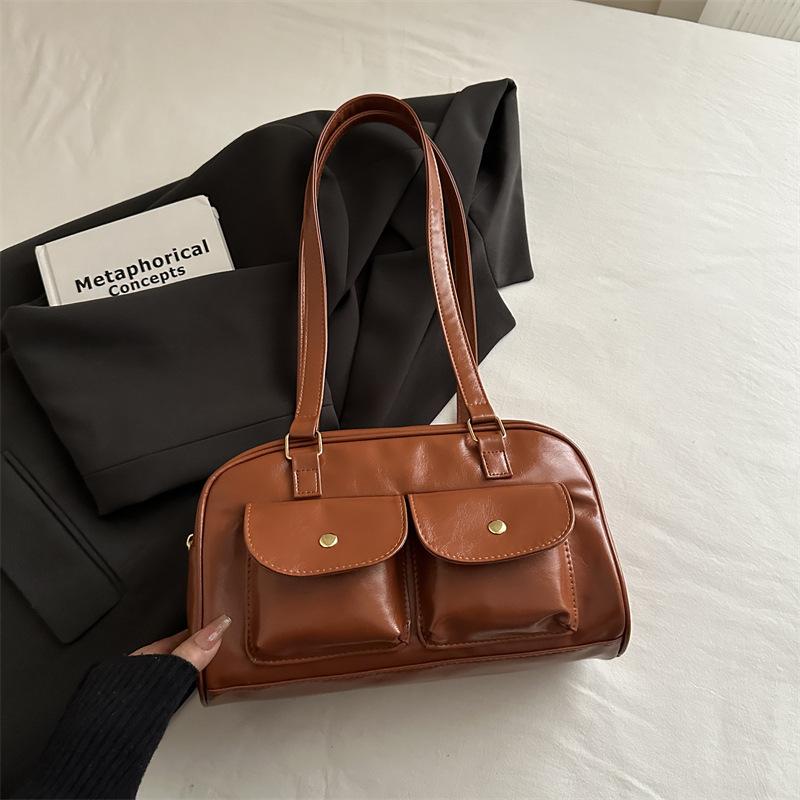 Women S Vintage Bowling Bag Single Shoulder Underarm Handbag