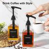 Coffee Syrup Dispenser with Large Capacity Pump, 16.9oz Glass Bottles with Waterproof Labels, 2 Pack Black