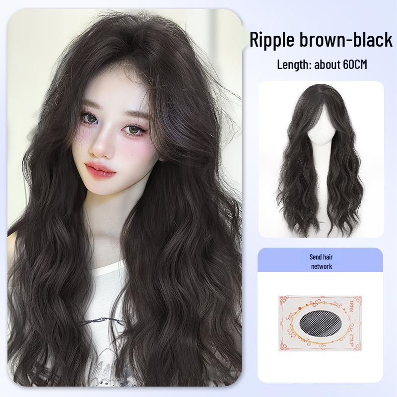Women's Long Wavy Wig - Natural Fall/Winter Look, Middle Part, Full Coverage