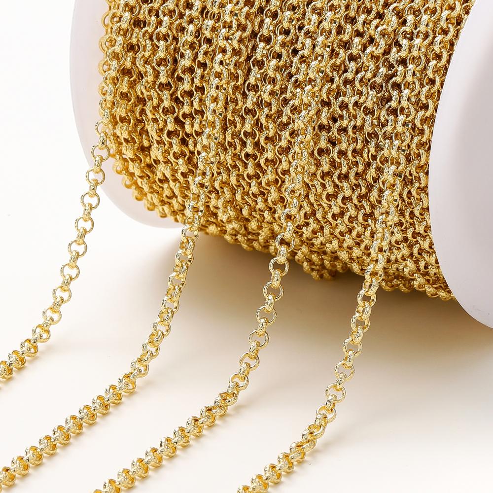 

1Meters/Roll 4mm 14K 18K Gold Plated Brass Cross Link Chains Jewelry Making Bulk Chains For DIY Handmade Craft Accessories 1Meter