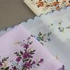 3pcs Small Floral Women's Handkerchiefs Crescent Edge Girl Printed Cotton White Background Refreshing Ladies Handkerchiefs