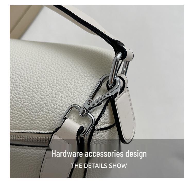 Prosta Jednolita Kolorowa Patchworkowa Torba na Ramię Crossbody z Ziarnistej Skóry Liczi