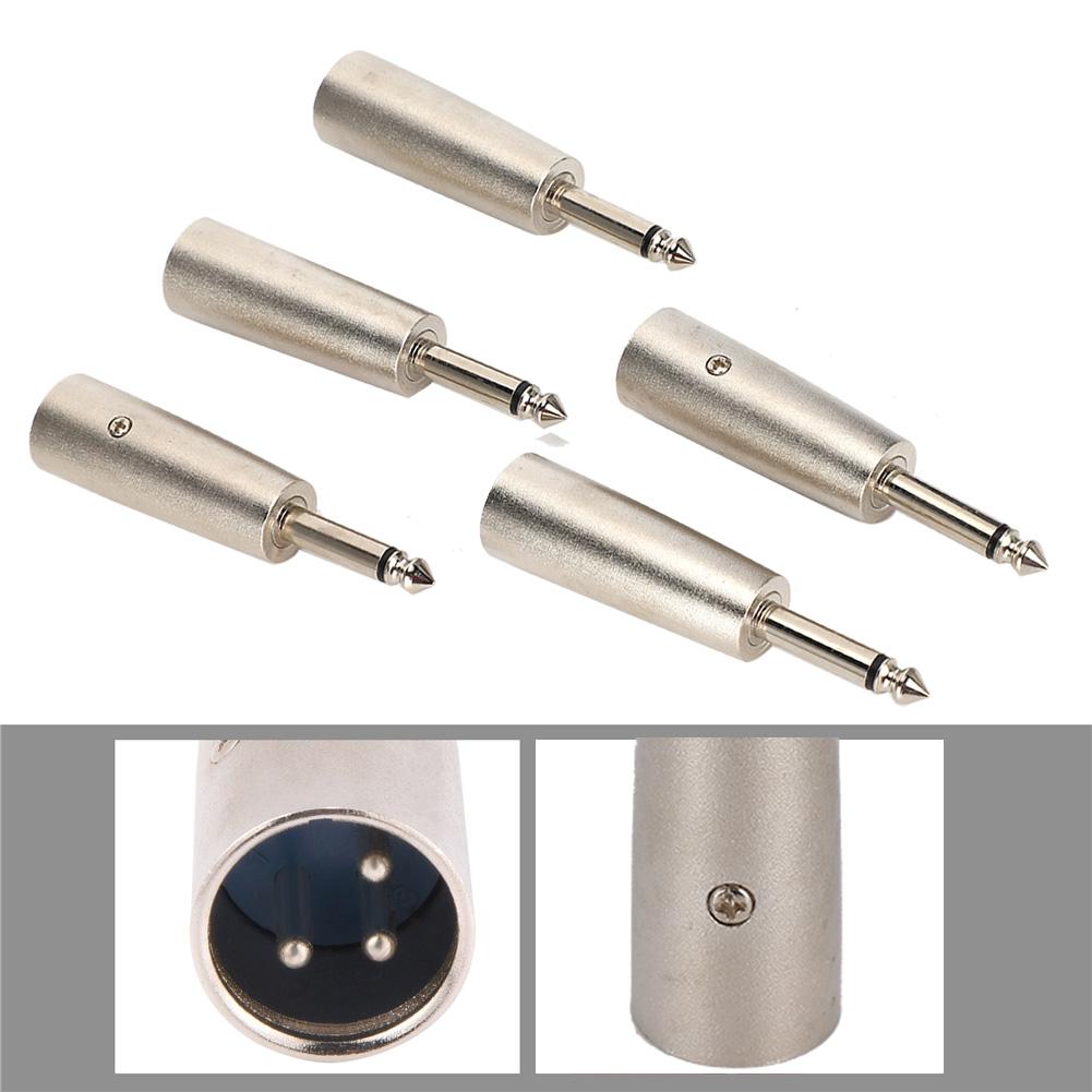 5 Stück 3-Pin XLR Stecker auf Mono 6,35mm 1/4" Klinkenstecker o Mikrofon Mic Adapter Verbinder