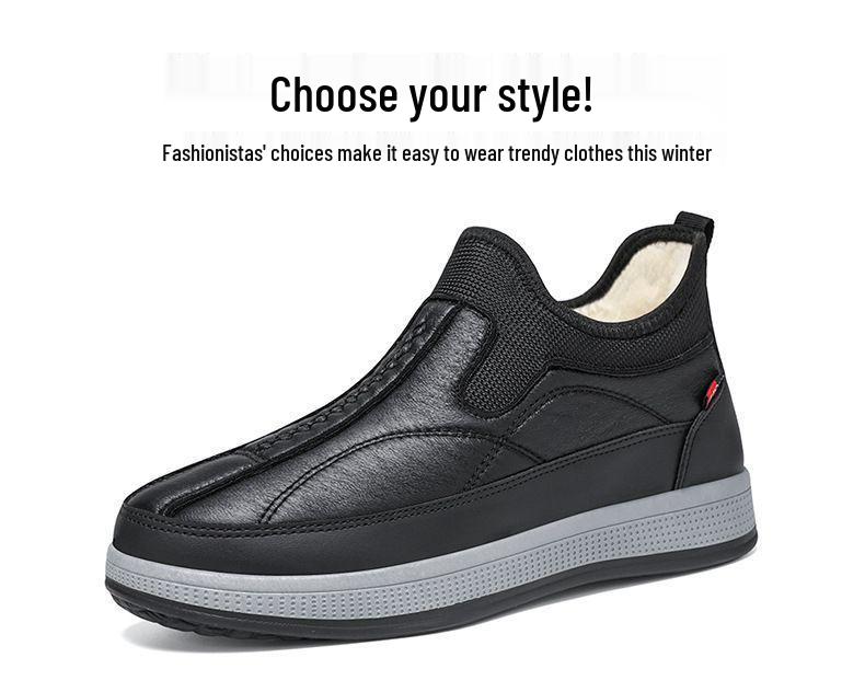 Men's Winter Fleece-Lined Waterproof Slip-On Cotton Boots | Non-Slip and Warm