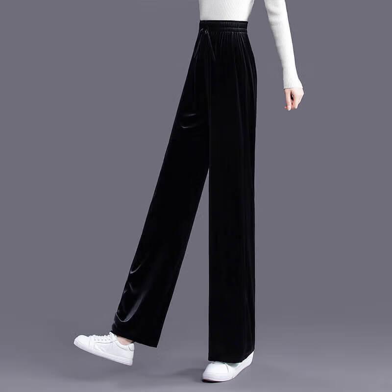 Sibaishe Dámské velurové ležérní kalhoty se širokými nohavicemi