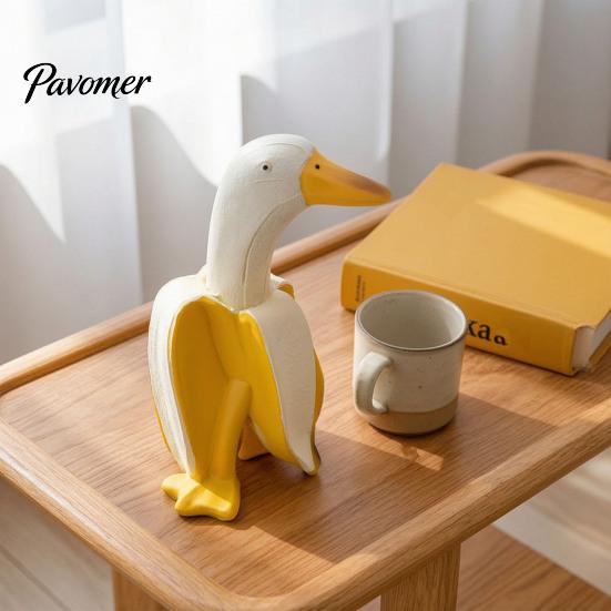 Creatief Huisornament Banaan Eend Beeldje, Hars Beeldhouwwerk, Nieuwigheid Kunst Klein Tuinbeeld Beeldje, Grappig Bureau voor Kantoor Tafelblad Decoratie Beeldje