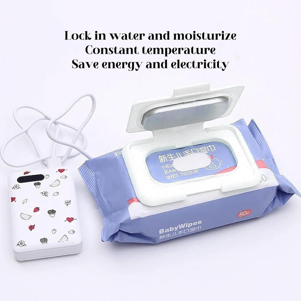 Baby Wet Wipes Dispenser, Reusable Baby Wipes Heater, USB Mini Portable Baby Wipe Warmer,Compatible Portable Charger Wipe WarmersWipes Holders