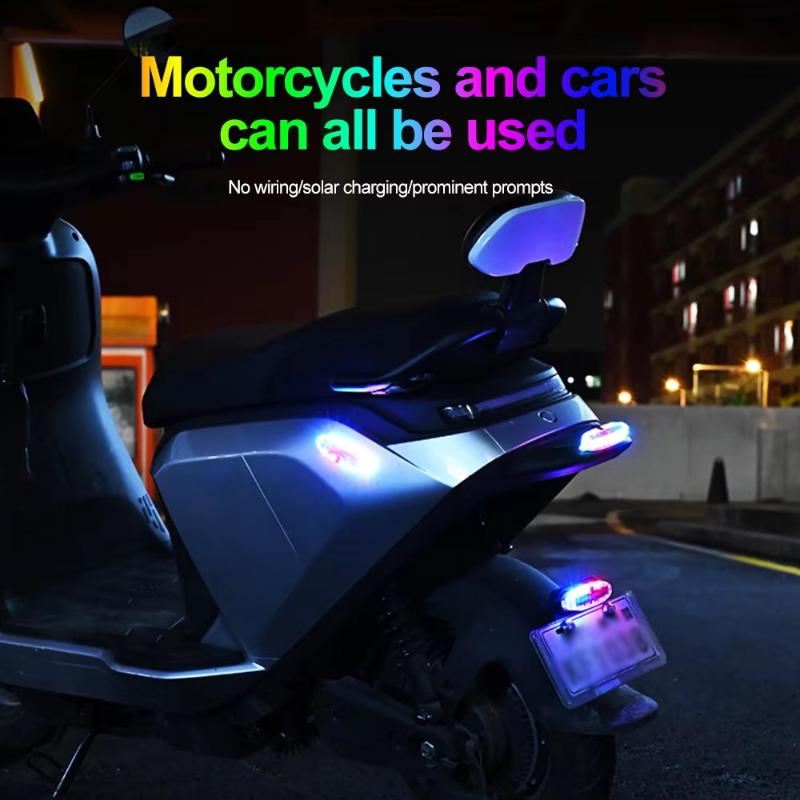 Solar Flashing Warning Light Adjustable Brightness LED Auto Parking Lamp Anti-collision for Car Night Use