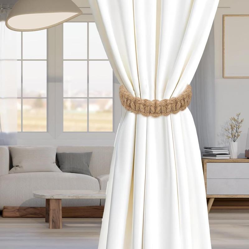 Weaving Curtain Ties with Elegant Rural Style. Handmade Curtain Ties Suitable for Light and Thin Home Bedroom Office Decoration