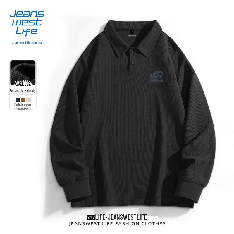 Jeanswest Life Herren Waffelstrick Langarm Poloshirt