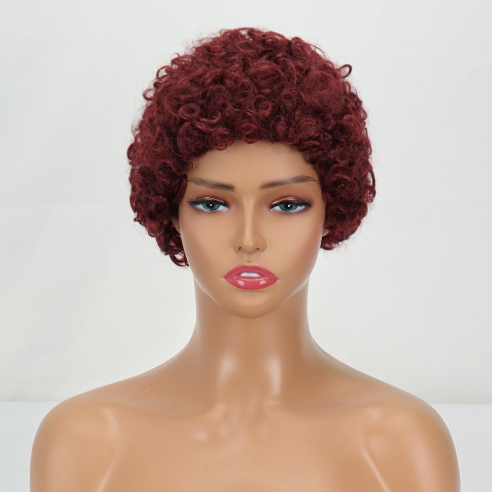 

MISSQUEEN Короткие афро вьющиеся парики из синтетических волос для чернокожих женщин Короткие прически Парики с стрижкой пикси с тонкими волосами Черно-коричневые светлые парики из волос