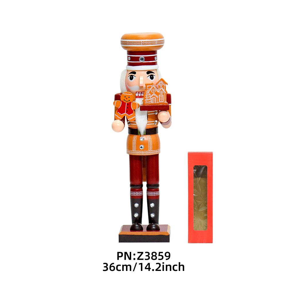 38CM Gingerbread Chef Nutcracker: Solid Wood Christmas Decoration & Gift 38CM
