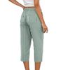 Pantaloni Corti da Donna a Righe Verticali Vita Alta Gamba Larga con Chiusura a Bottone e Tasche Laterali per l'Uso Quotidiano