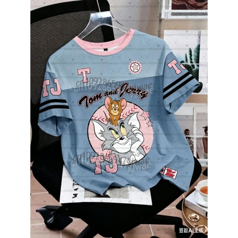 2026 Cartoon tom jerry Print men Women s Short Sleeve T-Shirt Casual XXS