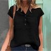 BITCED Women's Fashion Casual Solid Color Print Short Sleeve V-Neck   Blouses & Shirts