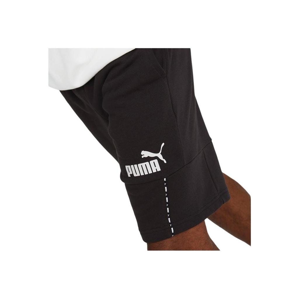 Puma Logo Print Double Pocket Elastic Waist Straight Casual Shorts Men Shorts Black 675703-01